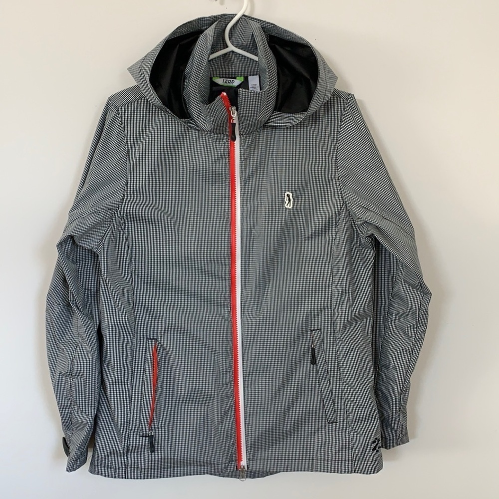 🆕 IZOD PLAID WINDBREAKER RAINCOAT JACKET WOMEN SIZE M